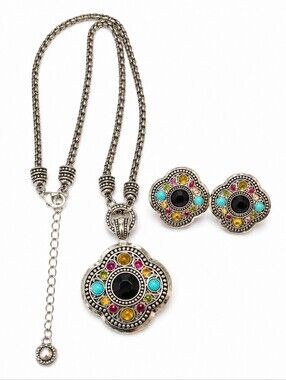 Silver and Multicolor Jewelry Set
